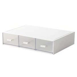 kulusion Desk Organizer-Stackable Storage Drawers, Plastic Stackable Drawers Perfect for Collection Small Item/Cosmetic Office Organizer - 3 drawers (White)
