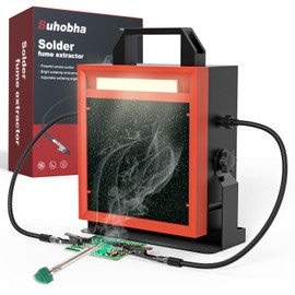 Buhobha Solder Fume Extractor with LED Light & 2 Helping Hands, Solder Fan with Adjustable Angle Bracket, Smoke Absorber Suitable for Soldering, Diy and More
