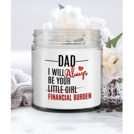 Funny Candle for Dad Gift I Will Always Be Your Financial Burden Funny 9 Oz. Vanilla Scented Soy Candle for Fathers Day Christmas Birthday Present Idea for Him Men