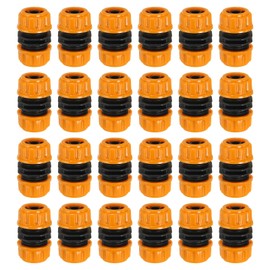 PATIKIL 1/2" Garden Hose Repair Kit Connector Extender, 24 Pcs Plastic Quick Water Hose Connectors Leakproof Design Fittings, Marigold