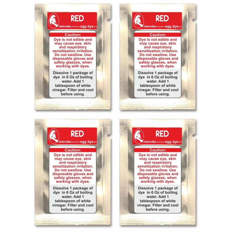 Soloveiko Set of 4 Red Egg Dye for Pysanka, Pysanky,