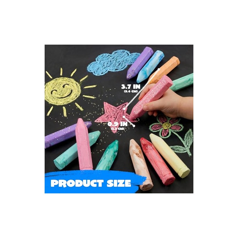 JOYIN 18 PCS Washable Sidewalk Chalk, 3 Packs Total, 3