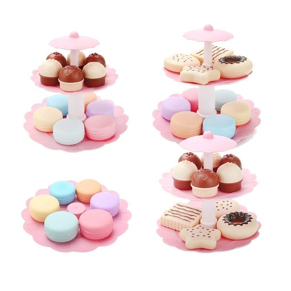FRECI Food Pretend Play Toy Set Sweet Treats 3-Tier Colorful