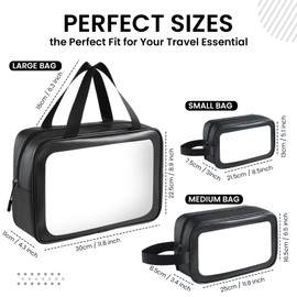 FH! Toiletry Bag for Men (3PC- Travel Size ToiIetries)– Waterproof Toiletry Bag, Travel Toiletry Bag, Clear Toiletry Bag, Clear Travel Bags for Toiletries, Tsa Approved Toiletry Bag