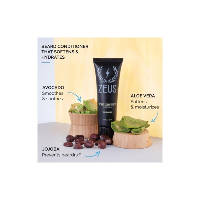 ZEUS Travel Beard Shampoo and Conditioner Set for Men, Verbena