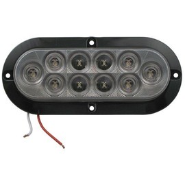 Sealed Waterproof 10 LED Surface / Flange Mount Trailer Lights, Red, Red with Clear Lens, Amber and White with Clear Lens! (BUL78CB Clear Lens with White LEDs Backup Light)