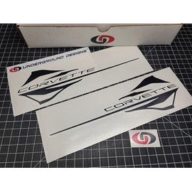 Stingray Corvette Decals (2pk) C7 C8 Racing Fender Accent Stickers Fits 2014-2024 Corvette Z51 6.2L LT1 LTX (Matte Blackout, C8 Style)