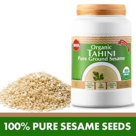 Baron's USDA Organic Tahini Pure Sesame Paste | Rich & Creamy for Hummus, Baba Ghanoush & Dressings | Kosher, Vegan, Unsalted Ground Seeds | Gluten- & Peanut-Free, Keto-Friendly | 4 Jars of 16 Oz.