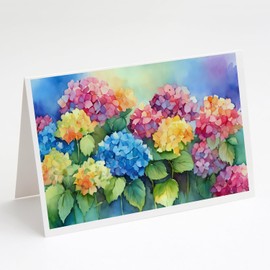 Hydrangeas in Watercolor Greeting Cards and Envelopes Pack of 8