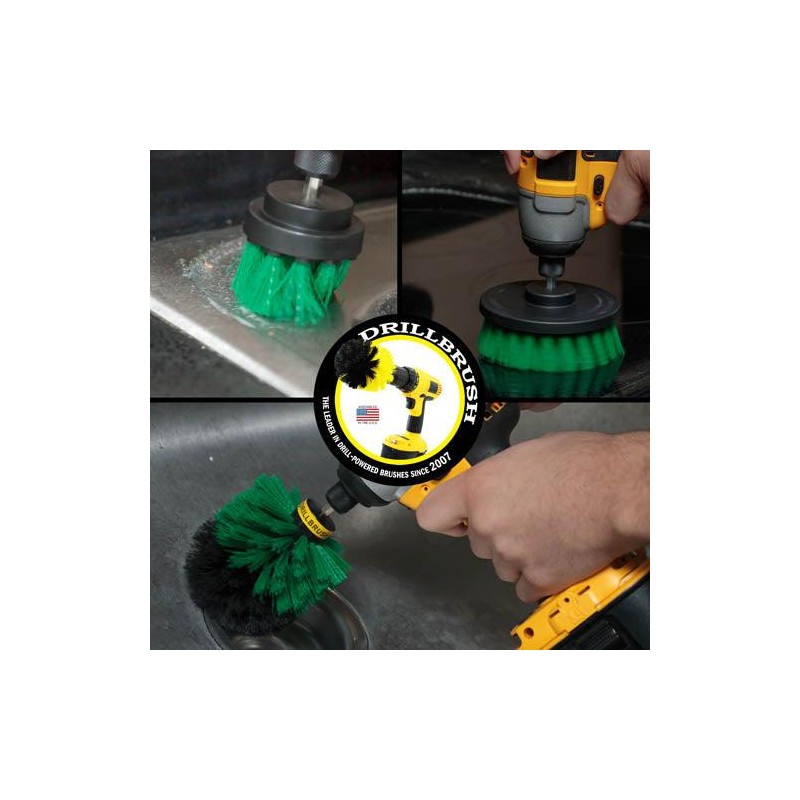 Drillbrush Original, 4in, & 2in Green Brushes - Medium Stiffness