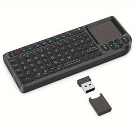 Wireless Keyboard, 1 Count Portable Rechargeable Wireless Keyboard with Touchpad Mouse, Mini Keyboard for PC Laptop Smart TV Box - Color: Black, Specification: English 7-color backlighting