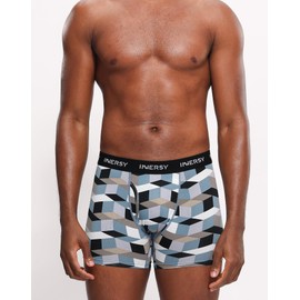 INNERSY Men's Breathable Mesh Boxer Briefs Cooling Moisture Wicking Underwear 4-Pack(Geometrical Patterns,Medium)