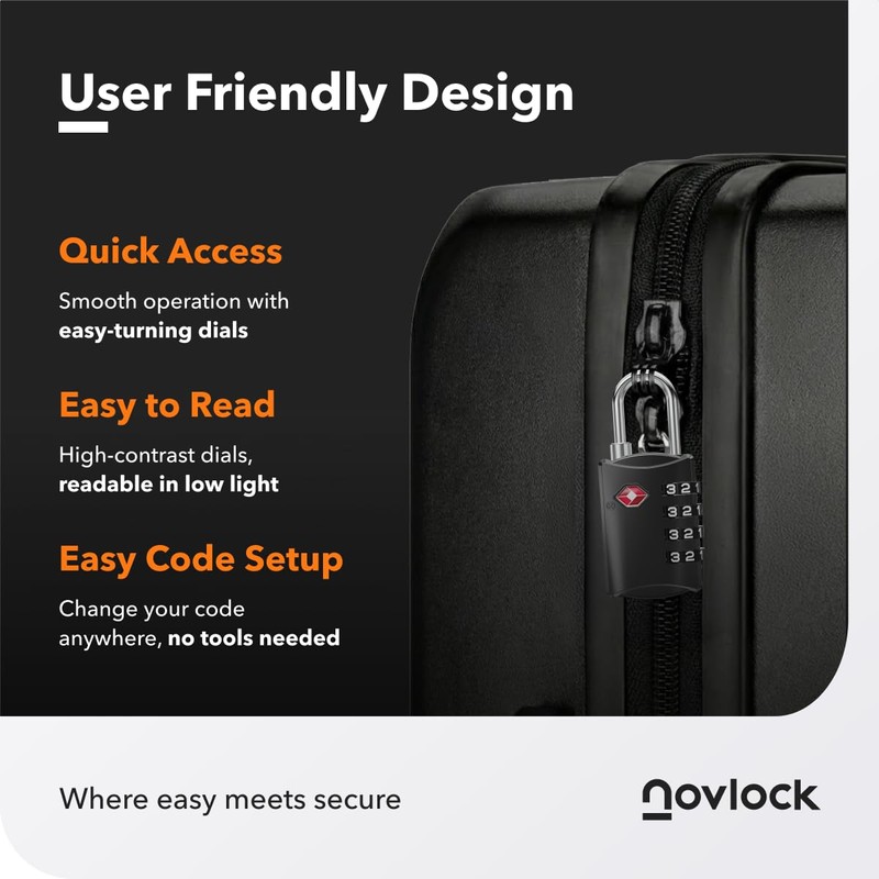 NOVLOCK TSA Approved Luggage Locks – Suitcase Padlock with 4-Digit