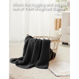 YnM Chunky Cotton Knit Throw Blanket, Medium Weight Cable Knit Throws for Bed Couch Sofa, Comfy & Relaxing, Decorative Piece for Farmhouse Boho Rustic Scandinavian Chic Vibe, Moon Grey 50x60 Inches