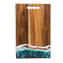 Acacia Wood Cutting Board with Green Resin, Large Charcuterie Boards with Handle Decorative Cutting Board, Serving Board, Cheese Board, Housewarming Gift