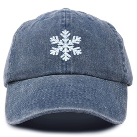 DALIX ICY Snowflake Hat Womens Baseball Cap in Washed Navy Blue