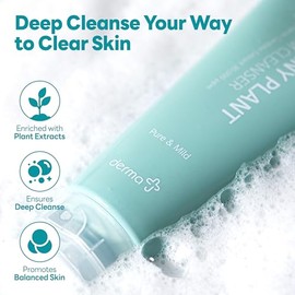 "derma J Limpiador de espuma premium (140 ml) / Producto de belleza coreana. Contiene 7 plantas verdes. Cuidado de los poros, limpiador para pieles co