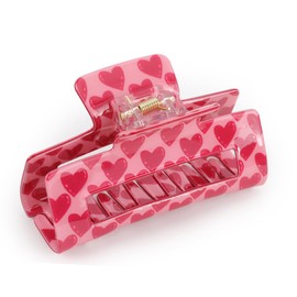 Ahoney Valentines Hair Claw Clips for Women 4" Hot Pink Hair Clip Heart Clips for Thin Hair Cute Hair Accessories Valentines Day Gifts Party Anniversary Costume