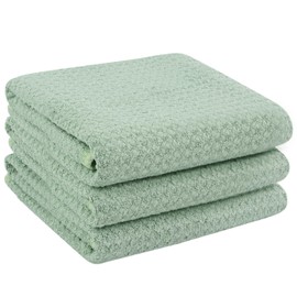 VIVOTE 3 Pack Microfibre Tea Towels Thick Tea Towels for Kitchen, Super Absorbent & No Linting Kitchen Towels, Durable Tea Towels Set 40cm x 56cm（Green）