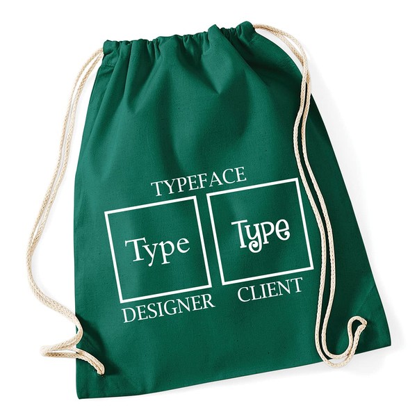 Hippowarehouse Typeface Designer vs Client Drawstring Cotton School Gym Bag