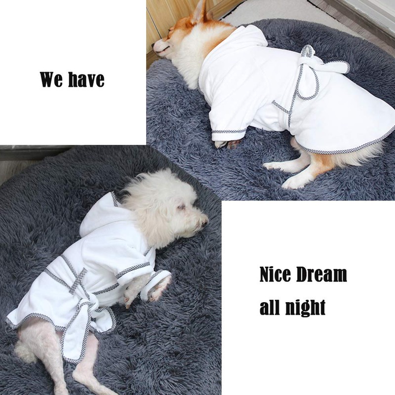 Dog Bathrobe Microfiber Quick Dry Absorbent Hooded Bath Towel for