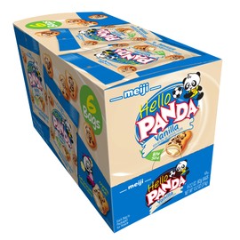 Meiji Hello Panda Cookies, Vanilla Crème Filled - 2.2 oz, Pack of 6 - Bite Sized Cookies with Fun Panda Sports