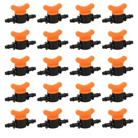Drip Irrigation Barb Shut-Off Valve, 1/4-Inch 4mm/7mm Universal Irrigation connectors Parts Tubing Coupling Valve Fittings drip System for Gardening Agriculture 20PCS
