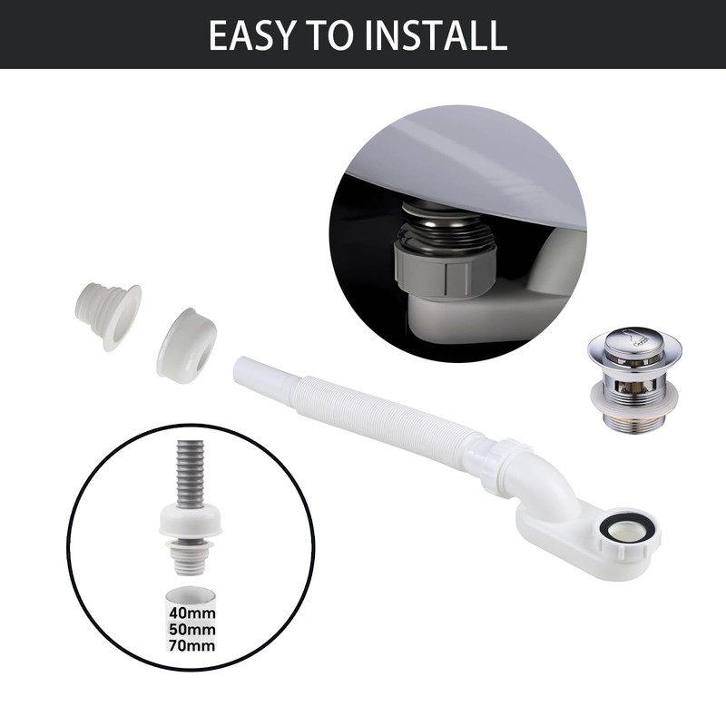 YYinno Flexible Bathtub Drain Pipe, Upgraded No-leak Low Profile 1