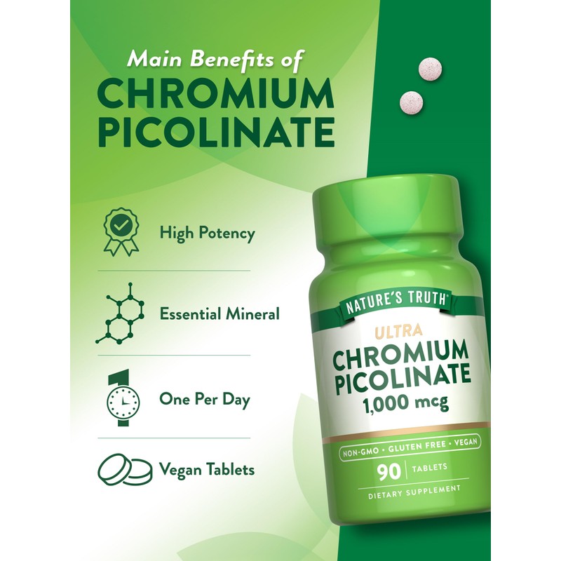 Nature's Truth Ultra Chromium Picolinate 1000mcg | 90 Tablets |