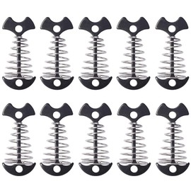 Alnicov 10 Pcs Fishbone Deck Anchor with Spring Buckle for Outdoor Camping Hiking Black