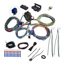 munirater Wiring Harness Kit Universal 21 Circuit Replacement for Hotrods Street Rod Hot Wires Extra Long Wires