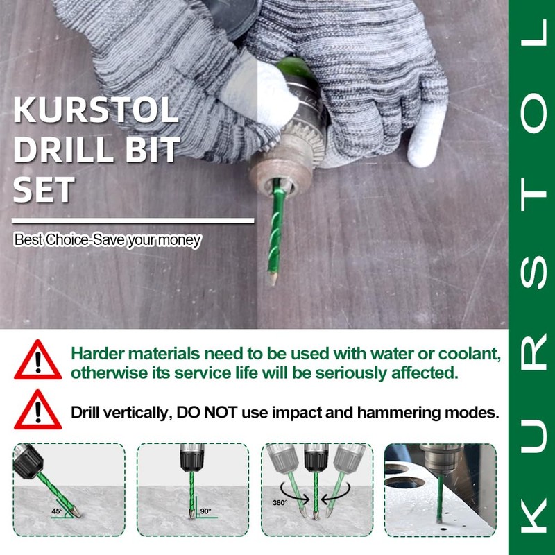 KURSTOL Skewed Head Eccentric Drill Bit - 10pcs 6/6/8/10/12mm Masonry