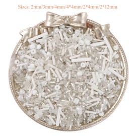 Niziky 1000PCS Mixed Glass Seed Beads, 1.5-4.5mm White Tube Loose Glass Seed Spacer Beads for Jewelry Making