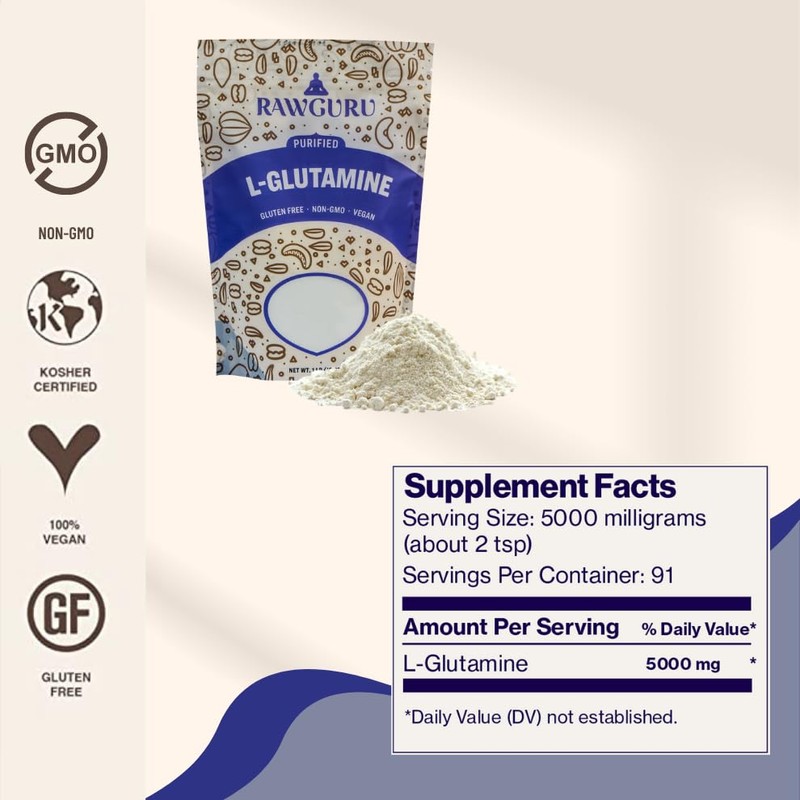RawGuru L-Glutamine - 16 oz (Pack of 2) - Purified
