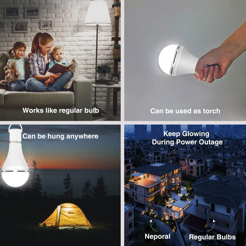 Rechargeable Light Bulbs, Back Up Battery Light Bulbs, 15W 80W
