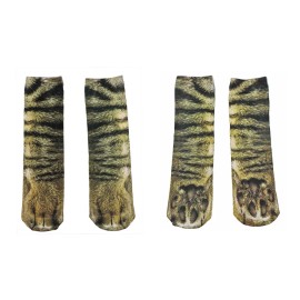 Novelty Giant Kids 3D Animal Paw Feet Print Foot Crew Socks Elastic Hosiery Cat