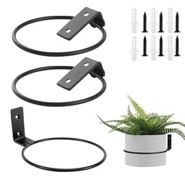 Flower Pot Holder Ring,Ompinda 3 Pack Collapsible Metal Wall Mounted Metal Planter Hangers Ring with Screws for Indoor Use and Outdoor Garden Decor (8 inch)