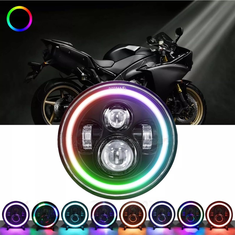 Largoods 7 Inch Headlight, LED Bike, RGB DRL Function, Hi&Lo