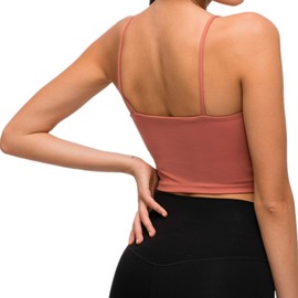 Lemedy brasier deportivo acolchado para mujer, playera sin mangas de yoga, Rojo ahumado., XL