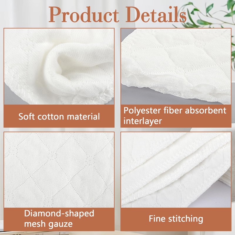 Hopton Bra Inserts Sweating, Pack of 10 Bra Inserts, Cotton