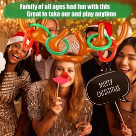 Reindeer Christmas Hat Reindeer Ring Toss Game Ring Toss Game Inflatable Throw Game Holiday Party Game Toy Reindeer Horn Ring Toss Set Ring Toss Style Reindeer Horn Hat Game Game Parent and Child Game