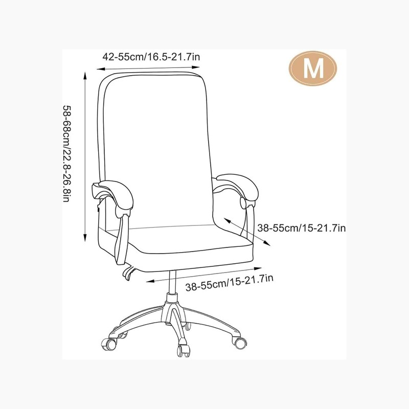 Office Chair Cover Stretch Fabric Removable Zipper Universal Fit Washable