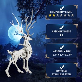 Microworld 3D Metal Puzzle, Mechanical Mini Dream Deer Elk Metal Model Kits, Steel Warcraft Collection Challenge Brain Teaser DIY Art Craft Decoration Puzzles for Adults