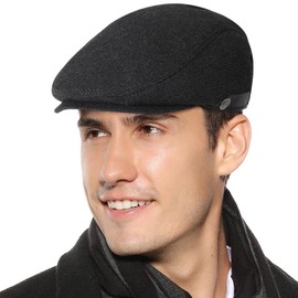 Superora Men's Flat Cap Beret Cap Cotton Unisex Hat 1920 Style Men's Flat Cap Winter Warm Flat Cap with Checked Pattern Cotton Hats, X04 Dark Grey