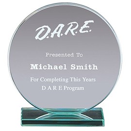 SHOP AWARDS AND GIFTS Customizable 8 Inch Round Jade Glass Award, Includes Personalization