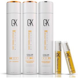 Global Keratin GKhair Moisturising Shampoo, Moisturising Conditioner, pH + Clarifying Shampoo (300 ml / 10.1 fl. oz) and 2 Serum (10 ml/ 0.34 fl. oz) Organic Oil Extracts - By GKhair