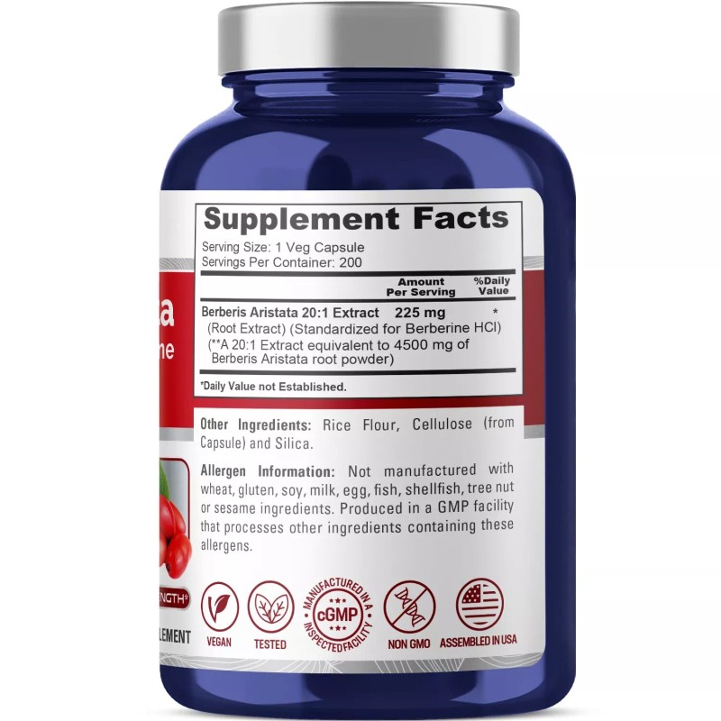 NusaPure Berberine HCI 4500 mg - 200 Veggie Caps -