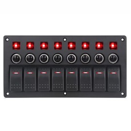 Boat Marine Car Rocker Led Panel Switch with Breakers 8 Gang Switch Panel 12V 24V Waterproof On-Off