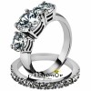 Marimor Jewelry 4.17Ct Round Cut 3 Stone Stainless Steel Engagement
