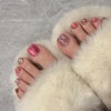 Glitter Press on Toenails Short Square Fake Toenails with Design